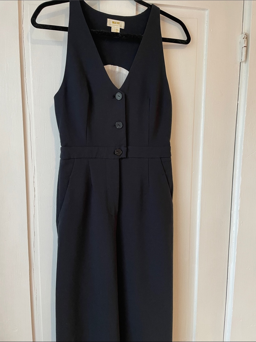 Maeve Black Sleeveless V-Neck Jumpsuit